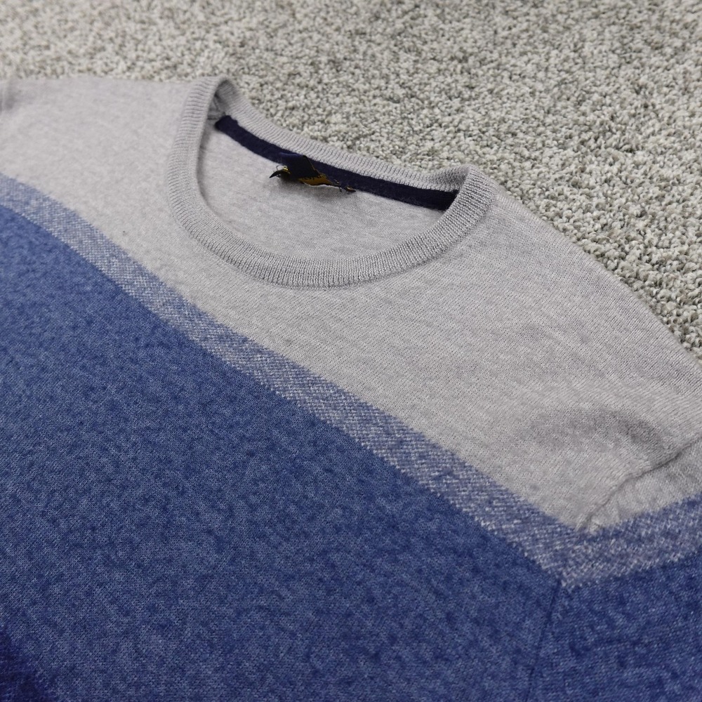 Club Room Sweater Mens 2XL Gray Blue Merino Wool Blend Pullover Crewneck Cozy